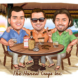 Friends' Beach Vacation Caricature