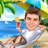 Men's Beach Vacation Caricature