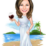 Bride's Beach Vacation Caricature